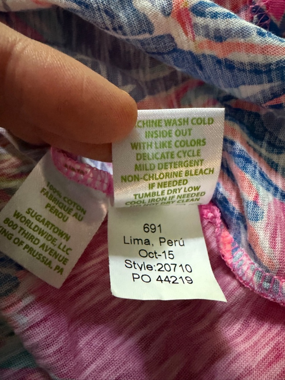 Lilly Pulitzer Etta V-Neck Tee Shirt Hot Pink Palm Print Size Small - Picture 5 of 12